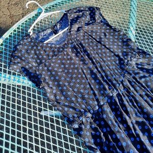 Black and Blue Floral Gap Dress with Pockets